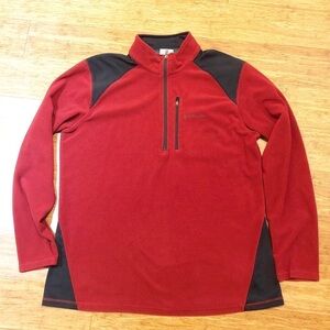 Columbia red quarter zip fleece pullover jacket. L